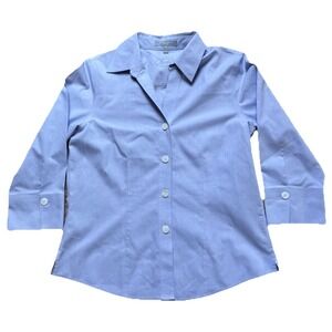 Foxcroft Shirt Womens 10 Fitted Fit Non Iron Button Career Classic
